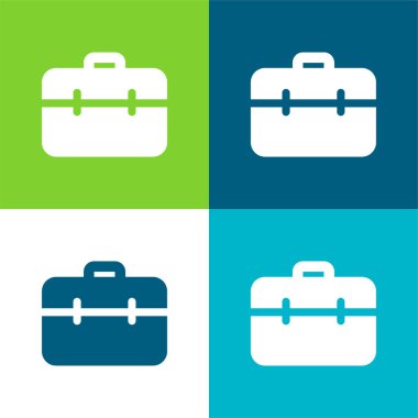 Evrak çantası Düz 4 renk minimal simgesi seti