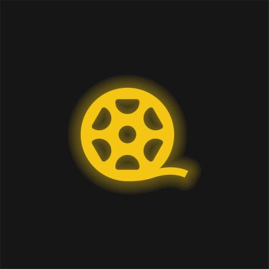 Büyük film rulosu sarı parlak neon simgesi