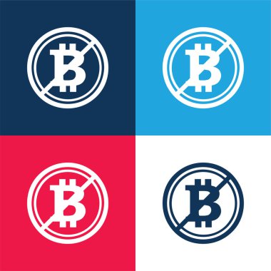 Bitcoin Kabul Edilemez Sembol Bir Slash mavi ve kırmızı en az dört renk simgesi ile