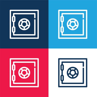 Banka Güvenli Kutusu mavi ve kırmızı en az dört renk simgesi