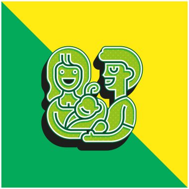 Evlat Edinme Yeşil ve Sarı Modern 3D vektör simgesi logosu