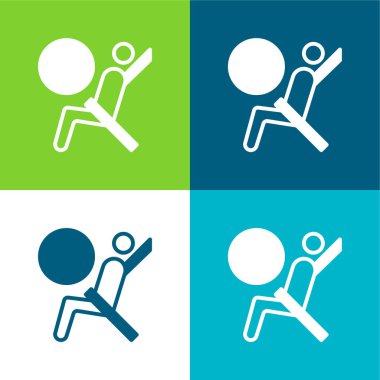 Hava yastığı Düz 4 renk minimal simge seti