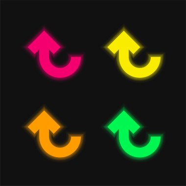 Arrow Up Curve four color glowing neon vector icon clipart