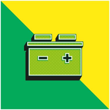 Pil Yeşil ve Sarı modern 3D vektör simgesi logosu