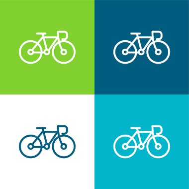 Bike Flat four color minimal icon set clipart