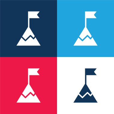 Achievement blue and red four color minimal icon set clipart