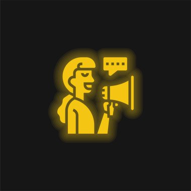 Sarı parlayan neon ikon reklamı