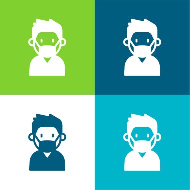 Oğlan Düz 4 renk en küçük simge seti