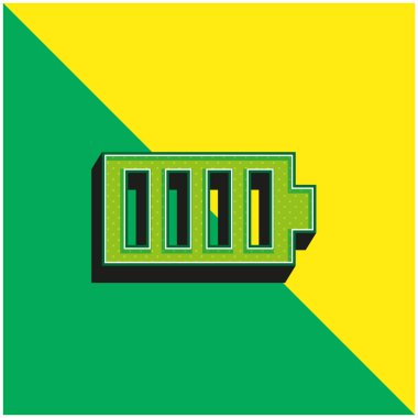 Pil Yeşil ve Sarı modern 3D vektör simgesi logosu