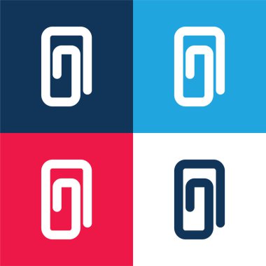 Yuvarlak açılı mavi ve kırmızı dört renk simgesi ile Düz Çizgilerin Eklenti Kağıt Ataç Sembolü