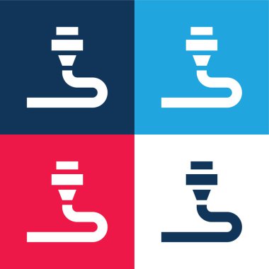 3d yazdırma mavi ve kırmızı dört renk minimal simgesi seti