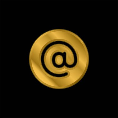 Arroba altın kaplama metalik simge veya logo vektörü