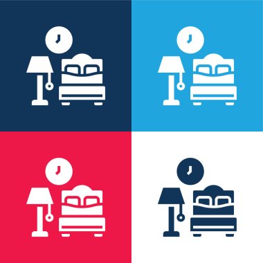 Accomodation blue and red four color minimal icon set clipart