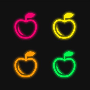 Apple dört renk parlayan neon vektör simgesi