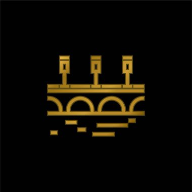 Köprü altın kaplama metalik simge veya logo vektörü