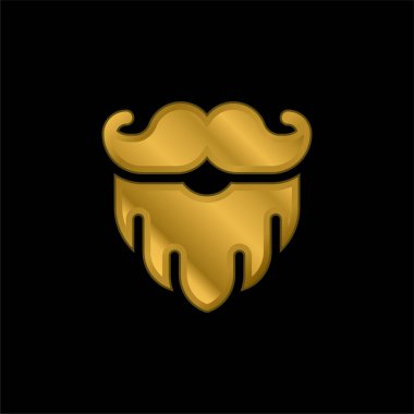 Sakallı altın kaplama metalik simge veya logo vektörü