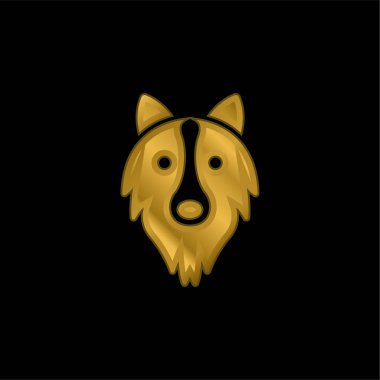 Sınır Collie Başı Altın kaplama metalik simge veya logo vektörü