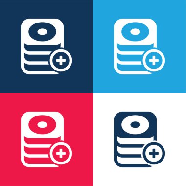 Veritabanı mavi ve kırmızı dört renk minimal simgesi ekle