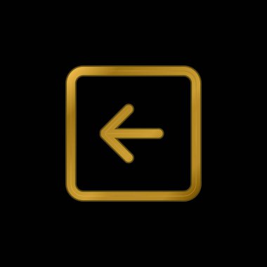 Arka Sol Ok Kare Düğmesi Dış Hattı altın kaplama metalik simge veya logo vektörü