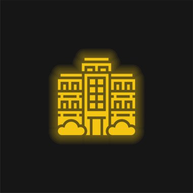 Apartment yellow glowing neon icon clipart