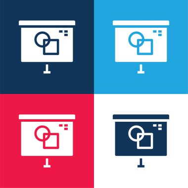 Sanat ve Tasarım mavi ve kırmızı dört renk minimal simgesi