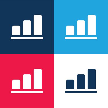 Çizelge mavi ve kırmızı dört renk minimal simge kümesi