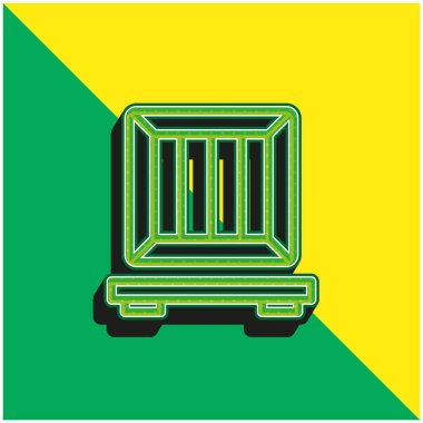 Kutu Yeşil ve Sarı Modern 3D vektör simgesi logosu