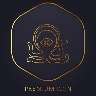 Alien Creature golden line premium logo or icon clipart