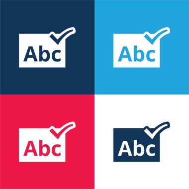 ABC Doğrulama Sembolü Mavi ve Kırmızı Dört Renk minimal simgesi