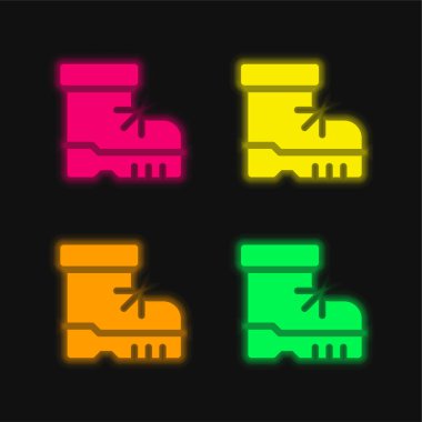 Dört renkli parlak neon vektör simgesini çizer