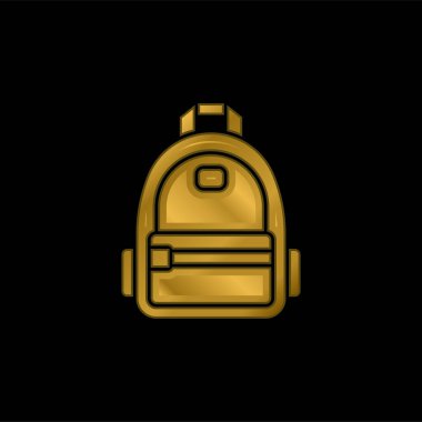 Sırt çantası altın kaplamalı metalik simge veya logo vektörü