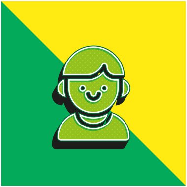 Çocuk Yeşil ve Sarı Modern 3D vektör simgesi logosu