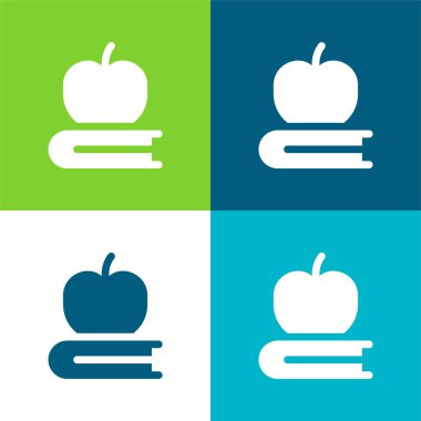 Kitap Düz 4 renk minimal simgesi seti