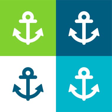 Çapa Yönlendirme Aracı Düz 4 renk minimal simgesi seti