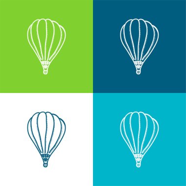 Hava Balonu Düz 4 renk minimal simgesi seti