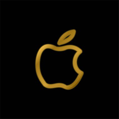 Apple Brand Hand Logo Taslak Altın kaplama metalik simge veya logo vektörü