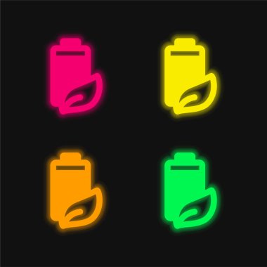 Pil dört renk parlayan neon vektör simgesi