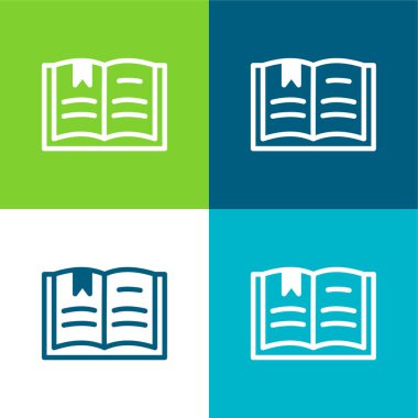 Kitap Düz 4 renk minimal simgesi seti