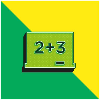 Blackboard With Mathematical Basic Calculations Green and yellow modern 3d vector icon logo clipart