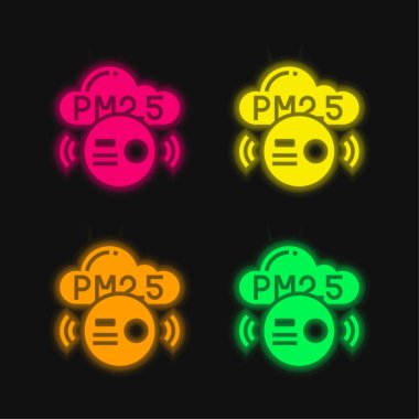 Air Pollution four color glowing neon vector icon clipart