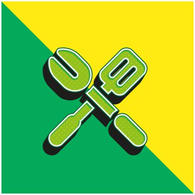 Barbekü Yeşil ve Sarı Modern 3D vektör simgesi logosu