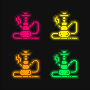 Dört renkli parlayan neon vektör simgesi