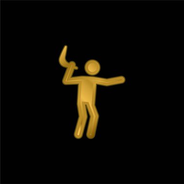 Bumerang altın kaplama metalik simge veya logo vektörü