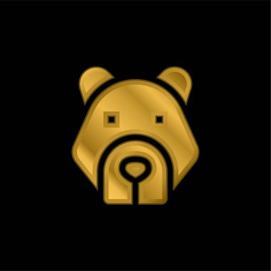 Ayı altın kaplamalı metalik simge veya logo vektörü