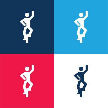 Acrobat blue and red four color minimal icon set clipart
