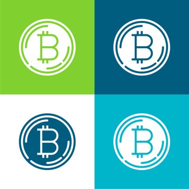 Bitcoin Düz 4 renk minimal simge kümesi