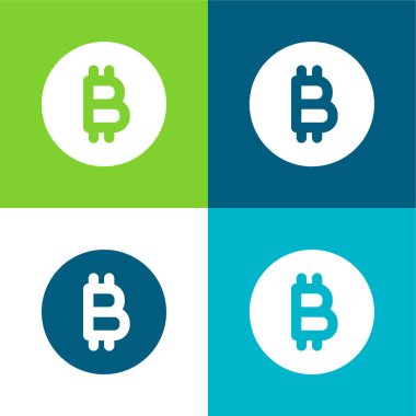 Bitcoin Düz 4 renk minimal simge kümesi