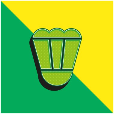 Badminton Yeşil ve Sarı 3D vektör simgesi logosu