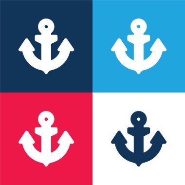 Anchor blue and red four color minimal icon set clipart