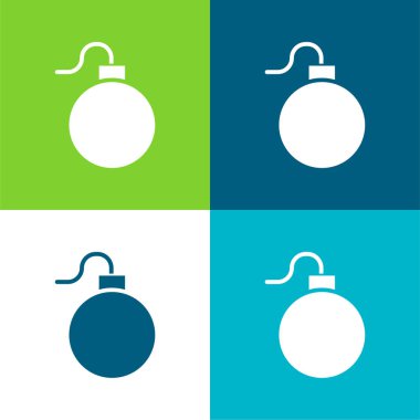 Bomba Düz 4 renk en küçük simge seti